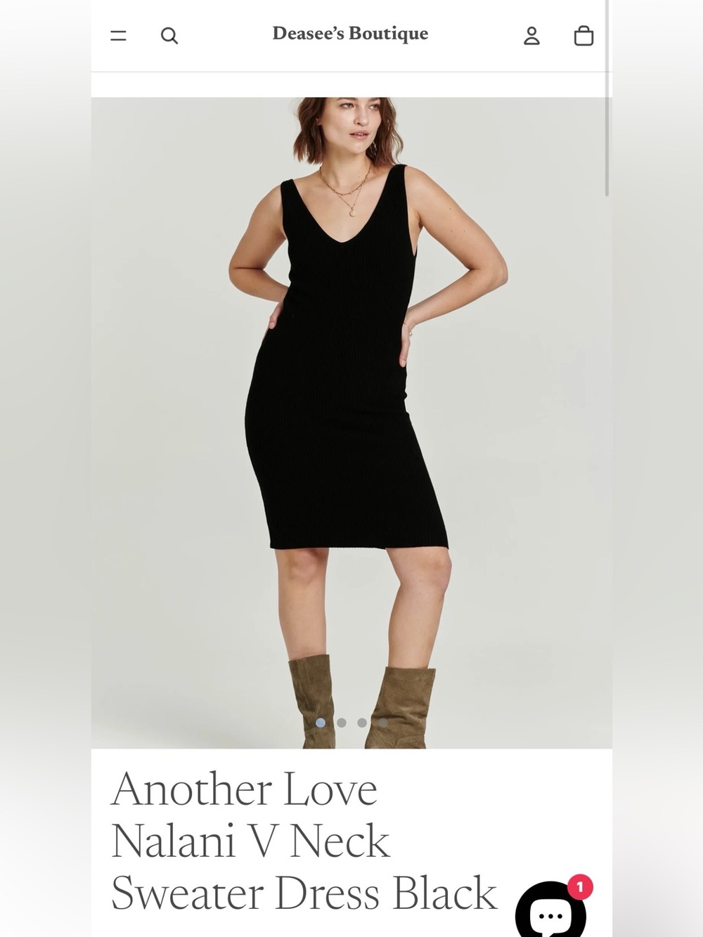 Another Love Black Ribbed V-Neck Sleeveless Mini Dress